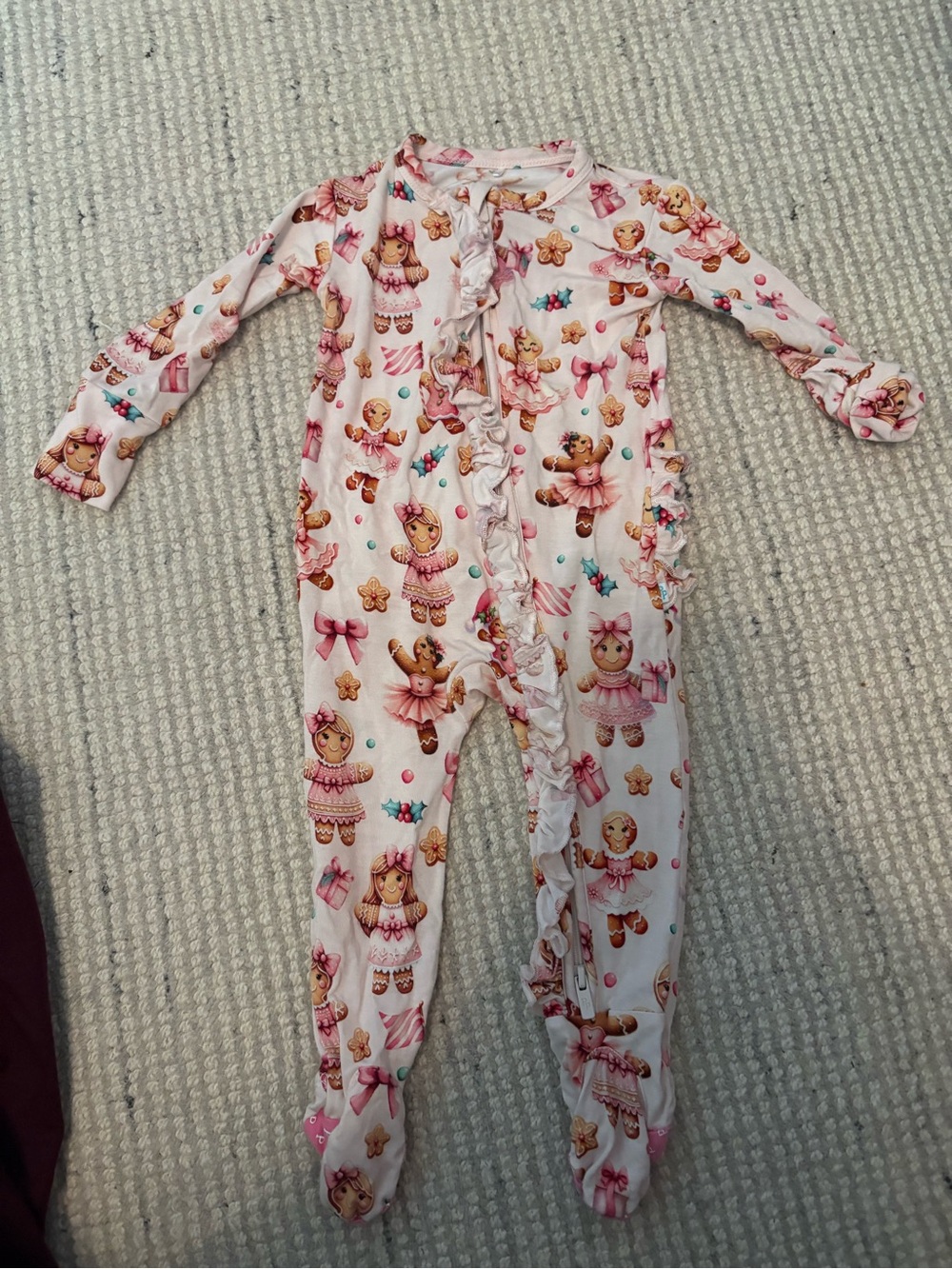 Posh Peanut Pink Ballerina Gingerbread Ruffle Footed One-Piece